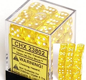 12mm 36ct D6 Block: Translucent - Yellow/White