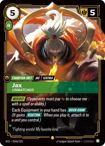 Jax - Unmatched (Alternate Art) - Spiritforged (SFD)