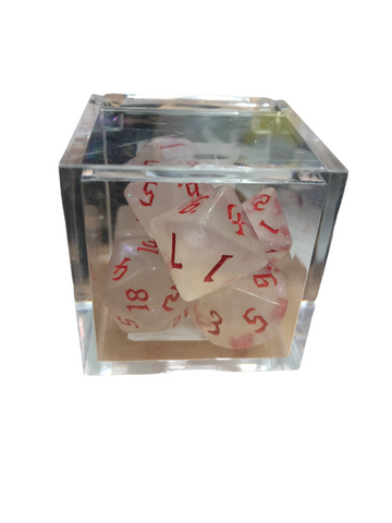 Silver Blue Glitter Set of 7 Special Set Polyhedral Dice with Red Numbers for D20 based RPG's