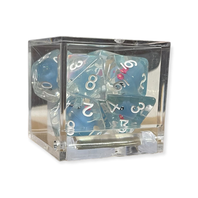 Octopus - Blue Set of 7 Filled Polyhedral Dice with White Numbers for D20 based RPG's