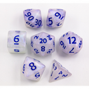 Silver Blue Glitter Set of 7 Special Set Polyhedral Dice with Green Numbers for D20 based RPG's