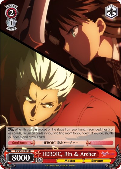 HEROIC, Rin & Archer (FS/S64-E063 R) [Fate/Stay Night [Heaven's Feel]]