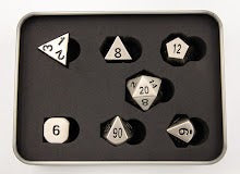Burnished Set of 7 Metal Polyhedral Dice with Silver Numbers for D20 based RPG's