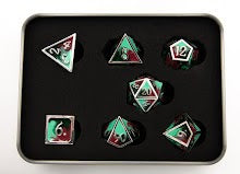Camo Set of 7 Metal Polyhedral Dice with Silver Numbers for D20 based RPG's