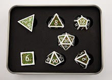Confetti Set of 7 Metal Polyhedral Dice with White Numbers for D20 based RPG's