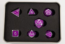 Light Purple Shadow Set of 7 Metal Polyhedral Dice with Silver Numbers for D20 based RPG's
