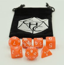 Orange Set of 7 Opaque Polyhedral Dice with White Numbers for D20 based RPG's
