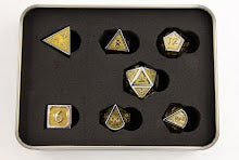 Orange Shadow Set of 7 Metal Polyhedral Dice with Silver Numbers for D20 based RPG's