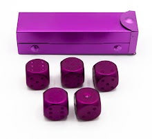 Purple set of 5 metal D6 pipped and in a metal container
