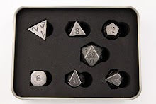 Tarnished Set of 7 Metal Polyhedral Dice with Silver Numbers for D20 based RPG's