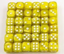 Yellow Set of 36 D6's Marbled Dice with White Numbers for D20 based RPG's