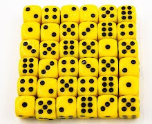 Yellow Set of 36 D6's Opaque Dice with Black Numbers for D20 based RPG's