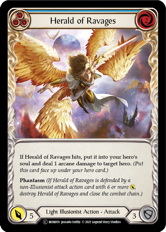 Herald of Ravages (Blue) (Rainbow Foil) [U-MON019-RF] Unlimited Rainbow Foil